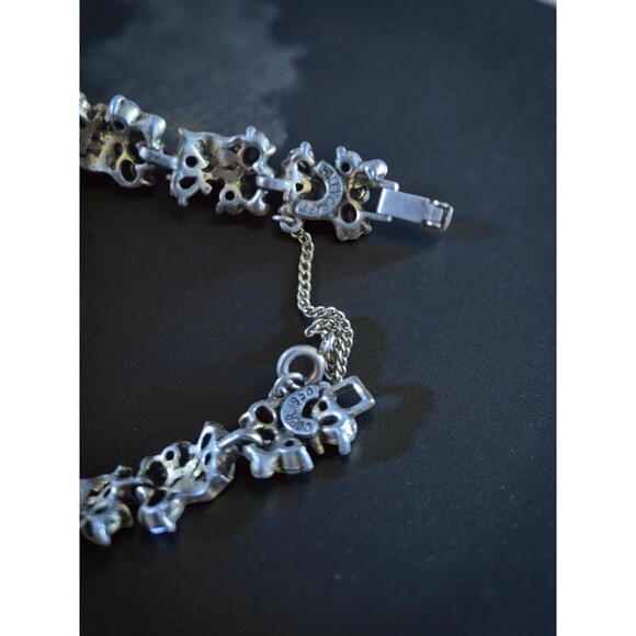 Vintage Hollycraft 1950 Signed Fruit Salad Green Pink Blue Rhinestone Bracelet - Picture 4 of 5